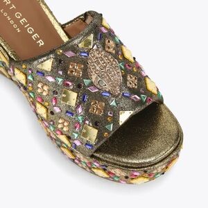 Kurt Geiger Gold and Multicolor Embellished Sandals